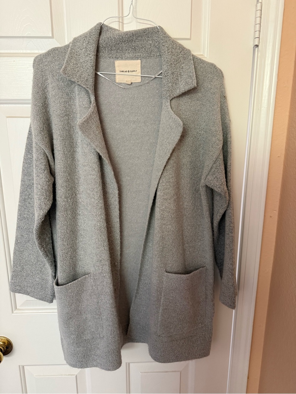 Thread & Supply Soft Open Front Trench Coat Cardigan - Gray